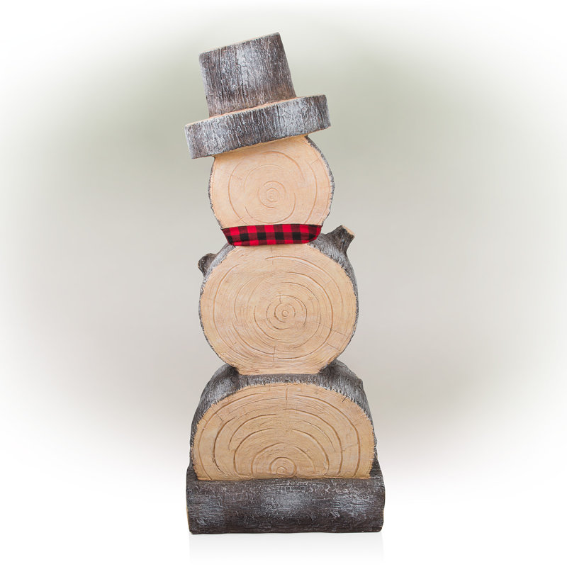 The Holiday Aisle® Wooden Snowman Statue & Reviews Wayfair